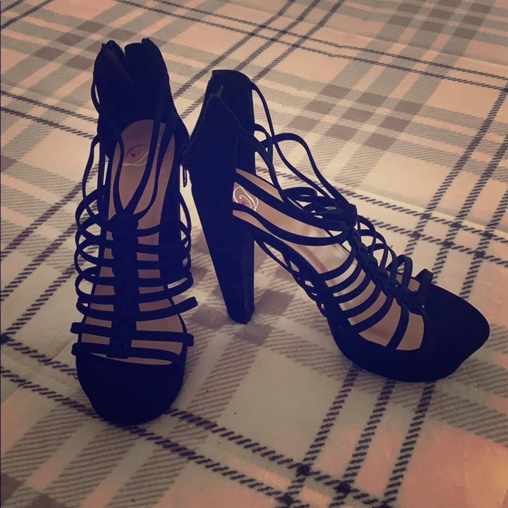 Black soft high heels